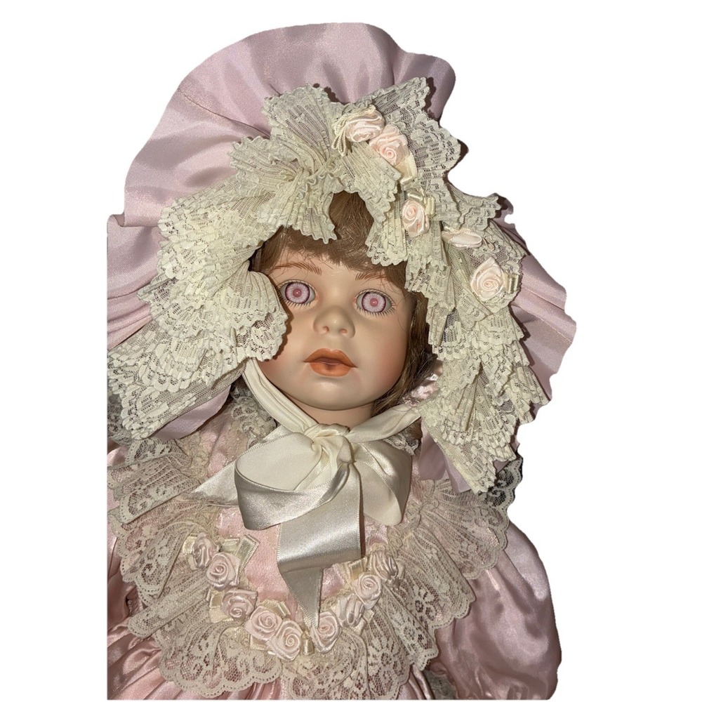 Thelma Resch Doll Toddler Victorian Porcelain 26" Pink Eyes Creepy Limited #983